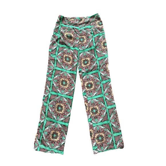 Gianni Bini Pants - Gianni Bini Women's Medium Green Red White Geometric Paisley Print Flowy Pants